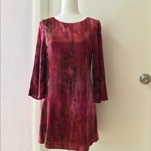 Alice+Oliver silk pink/plum watercolor dress